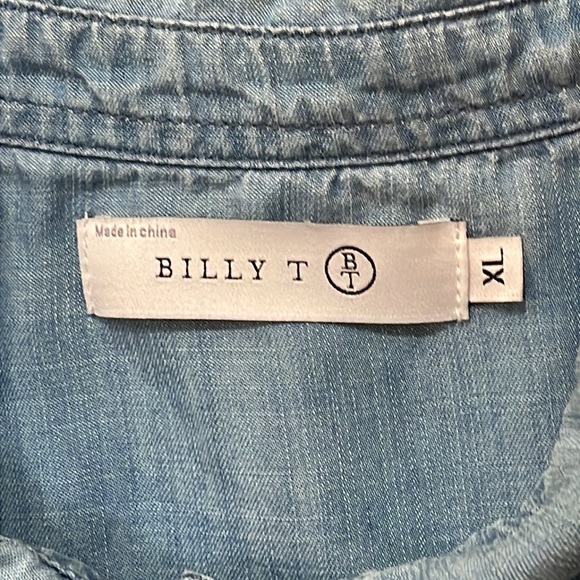 BILLY T Woman’s Denim’s Dress Collar Adjustable Sleeves Size XL Lyocell Blue - Picture 12 of 14